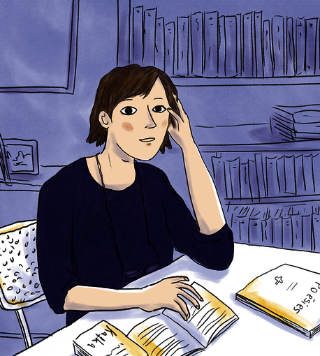 Monique Laederach, 1938-2004. Dessin Agathe Borin.