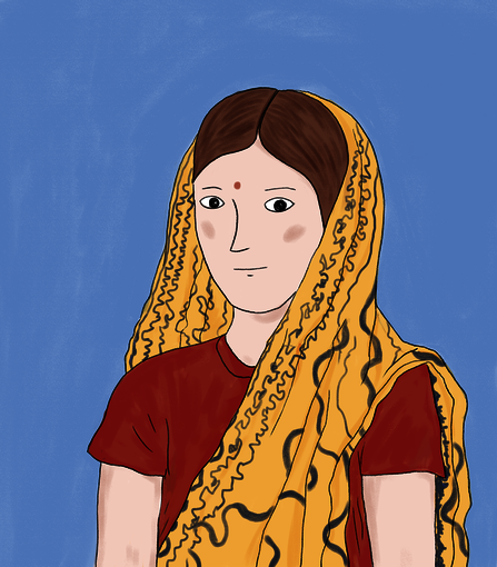 Savitri Khanolkhar (1913-1990), dessin Agathe Borin.